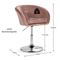 Costway Reguleeritava kõrgusega aktsenttool 360° pöörlev polsterdatud tool kuni 120kg kandevõimega samettool roosa цена и информация | Офисные кресла | kaup24.ee