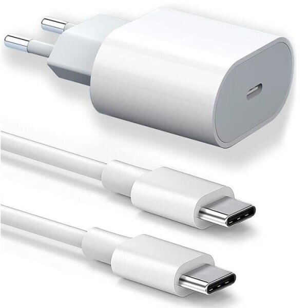 20 W USB-C kiirlaadija + 20 W 1 M USB-C ja USB-C kaabel iPhone 15 Pro Max jaoks – iPhone 15 Plus – iPhone 15 Pro – iPhone 15-WELLNGS цена и информация | Mobiiltelefonide laadijad | kaup24.ee