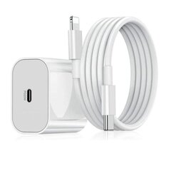 iphone kiirlaadija USB-C toiteadapter 20W + 2m kaabel valge (1tk laadija ja 1tk 2m laadimiskaabel) цена и информация | Зарядные устройства для телефонов | kaup24.ee