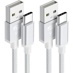 2-pakk USB-C type-C Laddsladd 1M A41/A50/A53/S20/S21/S22/S23/S24 OCH iPhone 15 PRO PLUS MAX (2-PACK) 1 meeter hind ja info | Mobiiltelefonide laadijad | kaup24.ee