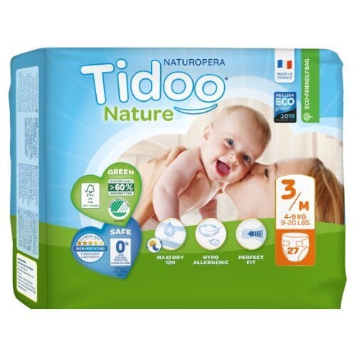 Tidoo Nature Art.142568 Ökoloogilised mähkmed M suurus 4-9kg, 27 tk. hind ja info | Mähkmed | kaup24.ee