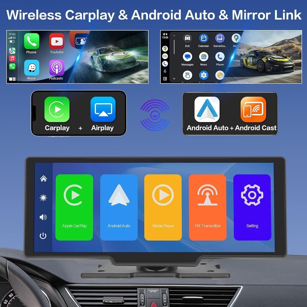 Farrot Car Multimedia Player 10, 26" puutetundlik ekraan, Mirrorlink, Android Auto, GPS, RGB, mikrofon, ojachevalec, CarPlay, DAB+, topelt Bluetooth, TF, topeltkaamera kahes seades цена и информация | Autoraadiod, multimeedia | kaup24.ee