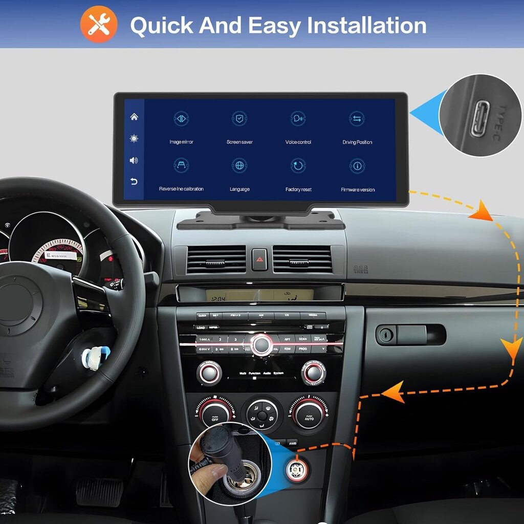 Farrot Car Multimedia Player 10, 26" puutetundlik ekraan, Mirrorlink, Android Auto, GPS, RGB, mikrofon, ojachevalec, CarPlay, DAB+, topelt Bluetooth, TF, topeltkaamera kahes seades цена и информация | Autoraadiod, multimeedia | kaup24.ee