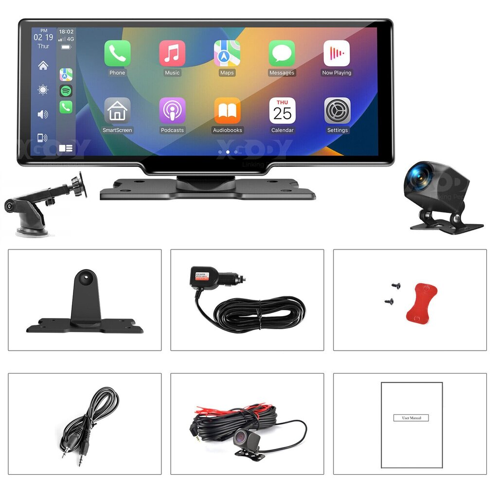 Farrot Car Multimedia Player 10, 26" puutetundlik ekraan, Mirrorlink, Android Auto, GPS, RGB, mikrofon, ojachevalec, CarPlay, DAB+, topelt Bluetooth, TF, topeltkaamera kahes seades цена и информация | Autoraadiod, multimeedia | kaup24.ee