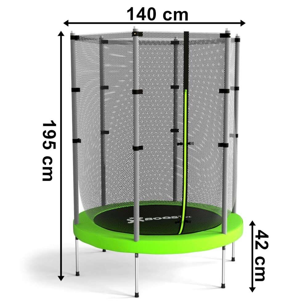 Batuut võrgu ja redeliga SAUT 140 cm, roheline цена и информация | Jalgpalliväravad ja -võrgud | kaup24.ee