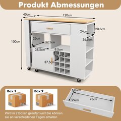 Costway köögikäru ja baarilaud koos reguleeritava riiuli, sahtli ja maitseaineriiuli ning veiniriiuliga цена и информация | Кухонные шкафчики | kaup24.ee