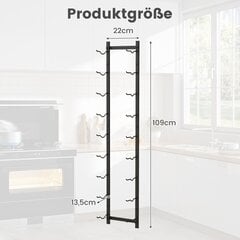 Costway veiniriiuli sein 9 veinipudelile metallist pudelihoidja 22 x 13,5 x 109 cm must hind ja info | Riiulid | kaup24.ee