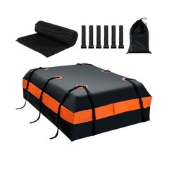 Costway veekindel katuseboks 600 L mahuga kõikidele sõidukitele 132x100x43cm must+oranž hind ja info | Lisaseadmed | kaup24.ee