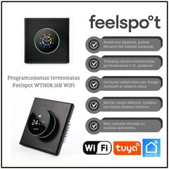 Programmeeritav termostaat Feelspot WTH08.16B WiFi, must, Tuya, Smart Life hind ja info | Taimerid, termostaadid | kaup24.ee