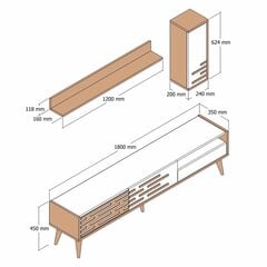 3-osaline elutoa mööblikomplekt Asir Valensiya, pruun/valge цена и информация | Комоды | kaup24.ee