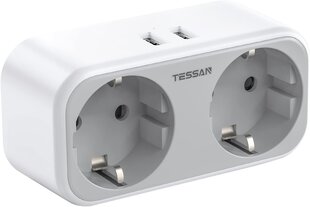 TESSAN TS-321-UK pistikupesa adapter, 4-in-1 UK pistik, 2 pesa ja 2 USB-ühendust hind ja info | Kaablid ja juhtmed | kaup24.ee