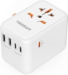 Universaalne adapter TESSAN 636FV GaN III, 65 W, 1xUSB-A, 3xUSB-C hind ja info | Kaablid ja juhtmed | kaup24.ee