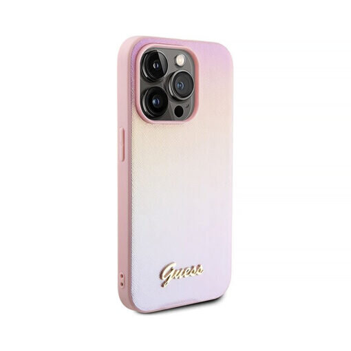 Originaal GUESS (Saffiano Iridescent Script) iPhone 15 Pro (6,1″) - Roosa hind ja info | Telefoni kaaned, ümbrised | kaup24.ee