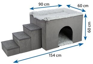 Пещера Харви со ступенями, 154 × 60 × 60 см, серый/бело-черный цена и информация | Кровати | kaup24.ee