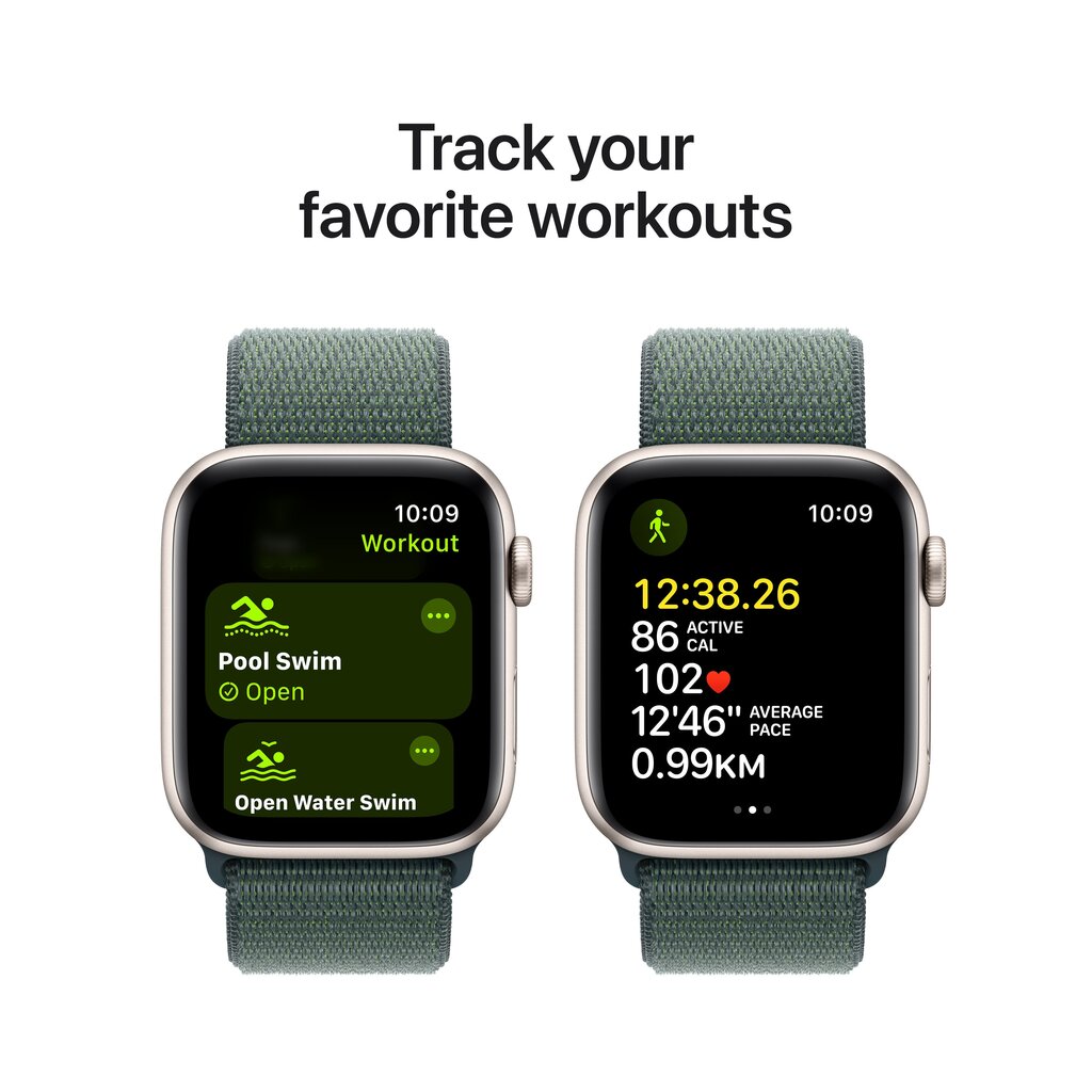 Apple Watch SE GPS 44mm Starlight Aluminium Case with Lake Green Sport Loop MXEW3ET/A цена и информация | Nutikellad (smartwatch) | kaup24.ee