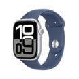 Apple Watch Series 10 GPS + Cellular 46mm Silver Aluminium Case with Denim Sport Band - S/M MWY03ET/A