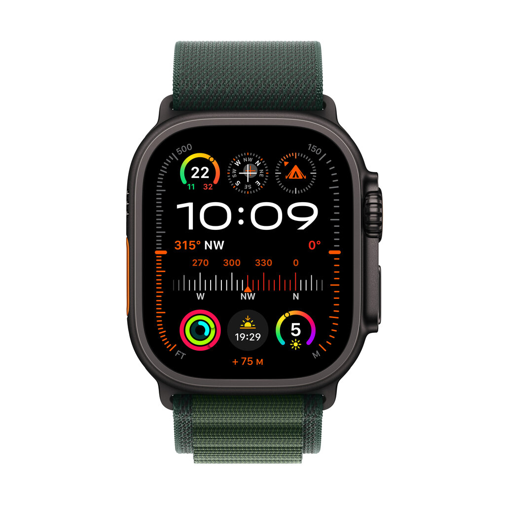 Apple Watch Ultra 2 GPS + Cellular 49mm Black Titanium Case with Dark Green Alpine Loop - Small MX4Q3EL/A hind ja info | Nutikellad (smartwatch) | kaup24.ee