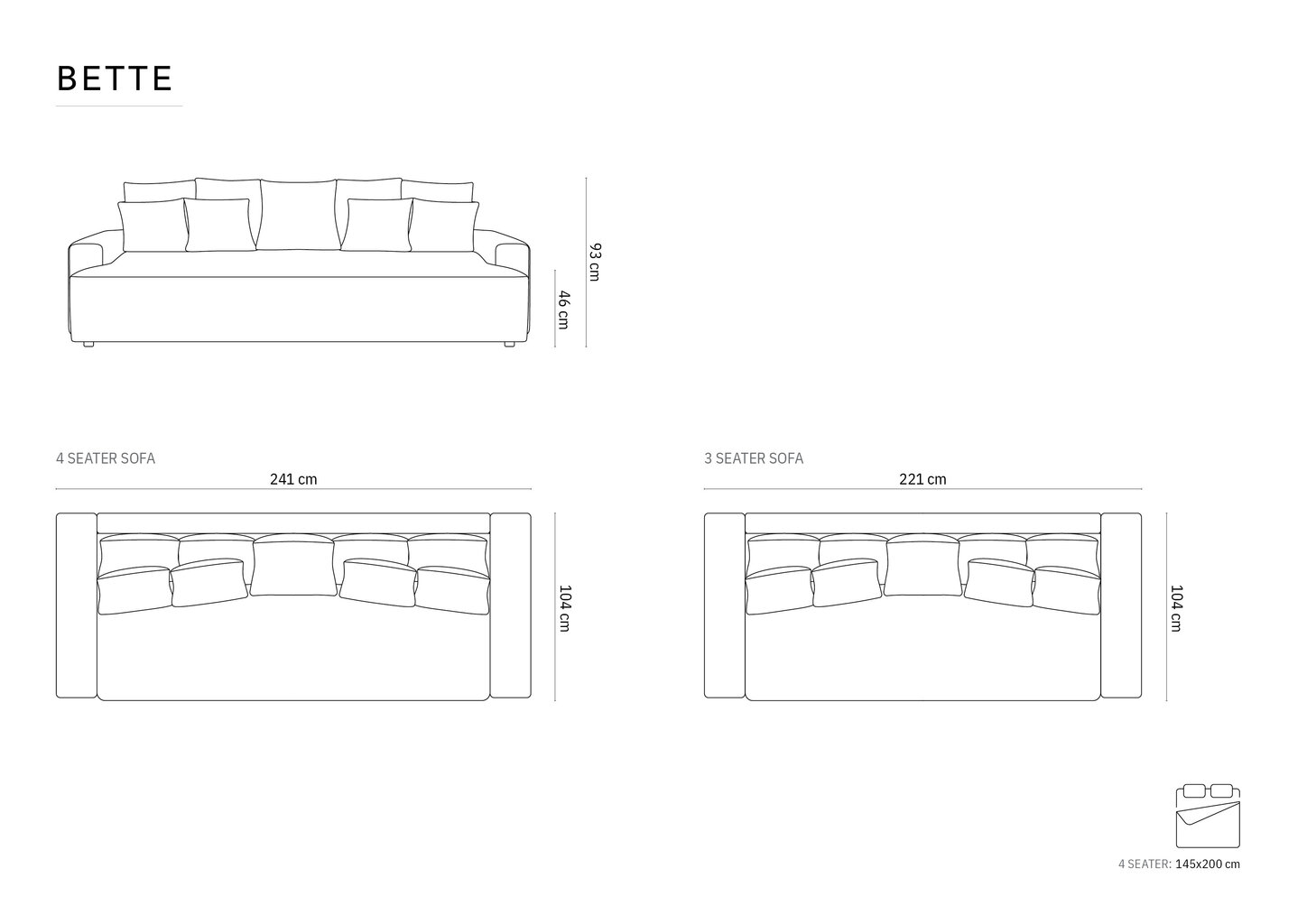 Diivanvoodi Micadoni Bette, 241x104x93 cm, valge hind ja info | Diivanid ja diivanvoodid | kaup24.ee