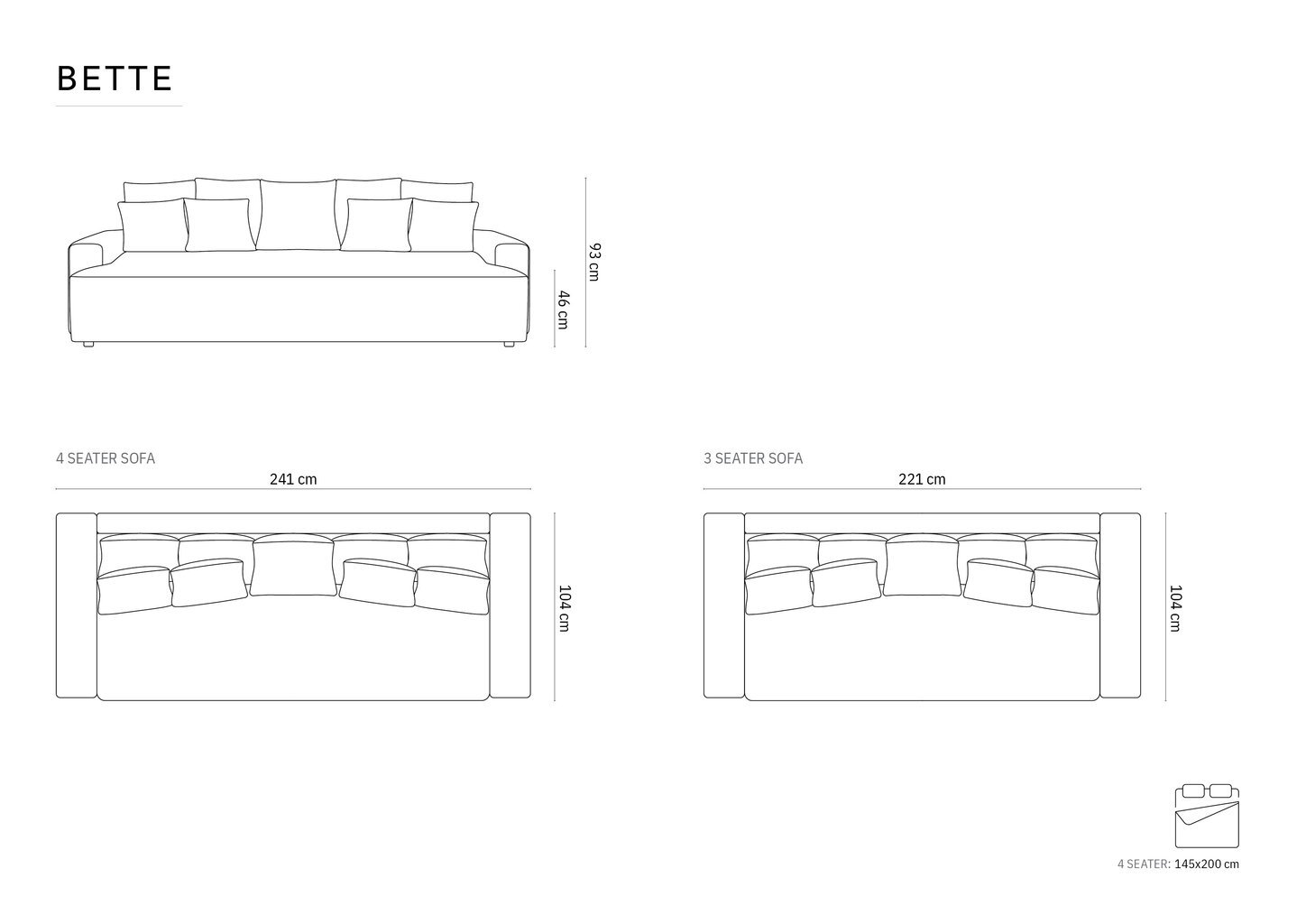 Diivanvoodi Micadoni Bette, 241x104x93 cm, hall hind ja info | Diivanid ja diivanvoodid | kaup24.ee