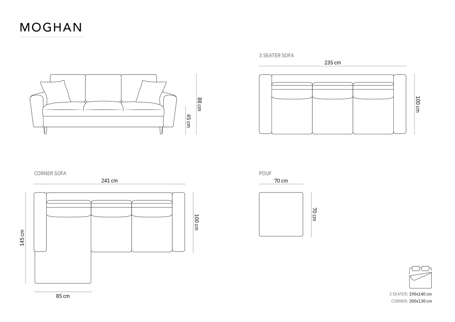 Diivanvoodi Micadoni Moghan, 235x100x88 cm, roheline hind ja info | Diivanid ja diivanvoodid | kaup24.ee