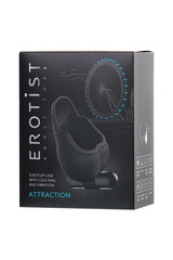 Toyfa EROTIST Scrotum cover with an erection ring and vibration Attraction, silicone, black, 6.5 cm цена и информация | Эрекционные кольца, насадки на пенис | kaup24.ee