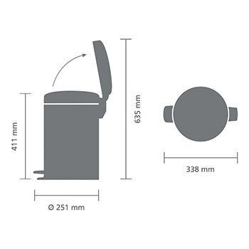 Pedaaliga prügikast, NewIcon, 12l, brilliant steel, Brabantia hind ja info | Prügikastid | kaup24.ee