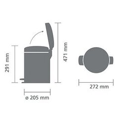 Pedaaliga prügikast 5l, NewIcon, mineral concrete grey, Brabantia hind ja info | Prügikastid | kaup24.ee