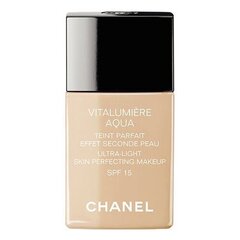 Jumestuskreem Chanel Vitalumiere Aqua Ultralight SPF15 30 ml, 10 Beige Pastel цена и информация | Пудры, базы под макияж | kaup24.ee