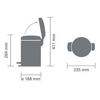 Pedaaliga prügikast NewIcon, 3l, matt must, Brabantia hind ja info | Prügikastid | kaup24.ee