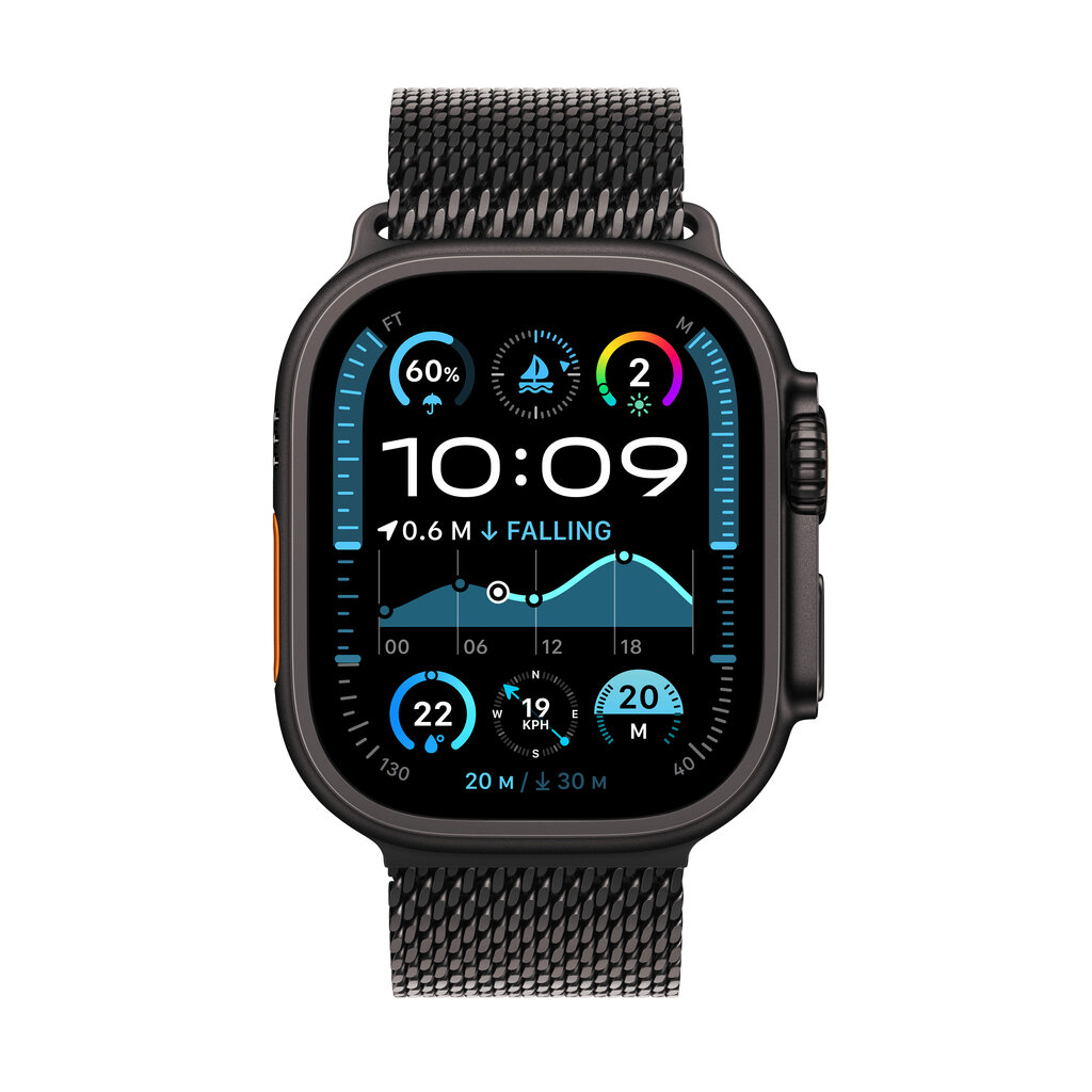 Apple Watch Ultra 2 GPS + Cellular 49mm Black Titanium Case with Black Titanium Milanese Loop - L MX5V3EL/A hind ja info | Nutikellad (smartwatch) | kaup24.ee