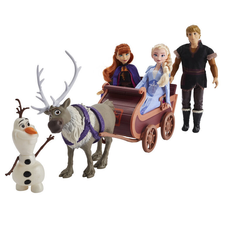 Nukkude ja kujukeste komplekt kelguga Hasbro Lumekuninganna 2 (Frozen 2) hind ja info | Tüdrukute mänguasjad | kaup24.ee