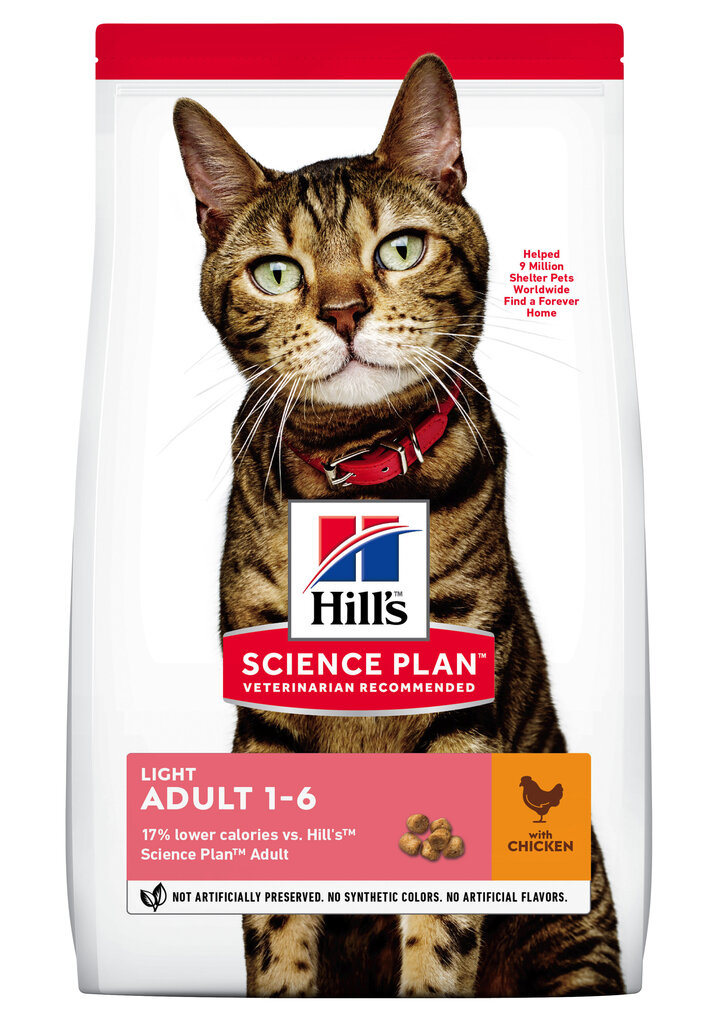 Hill's Science Plan Adult Light kuivtoit kassidele kanaga, 1,5kg цена и информация | Kuivtoit kassidele | kaup24.ee