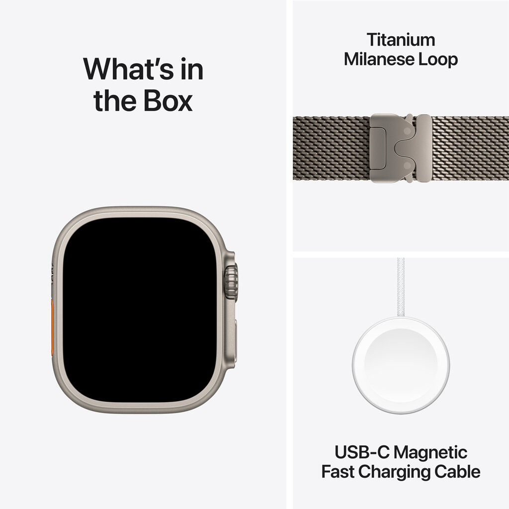 Apple Watch Ultra 2 GPS + Cellular 49mm Natural Titanium Case with Natural Titanium Milanese Loop - L MX5T3UL/A цена и информация | Nutikellad (smartwatch) | kaup24.ee