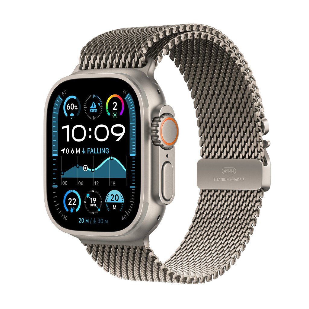 Apple Watch Ultra 2 GPS + Cellular 49mm Natural Titanium Case with Natural Titanium Milanese Loop - L MX5T3UL/A цена и информация | Nutikellad (smartwatch) | kaup24.ee