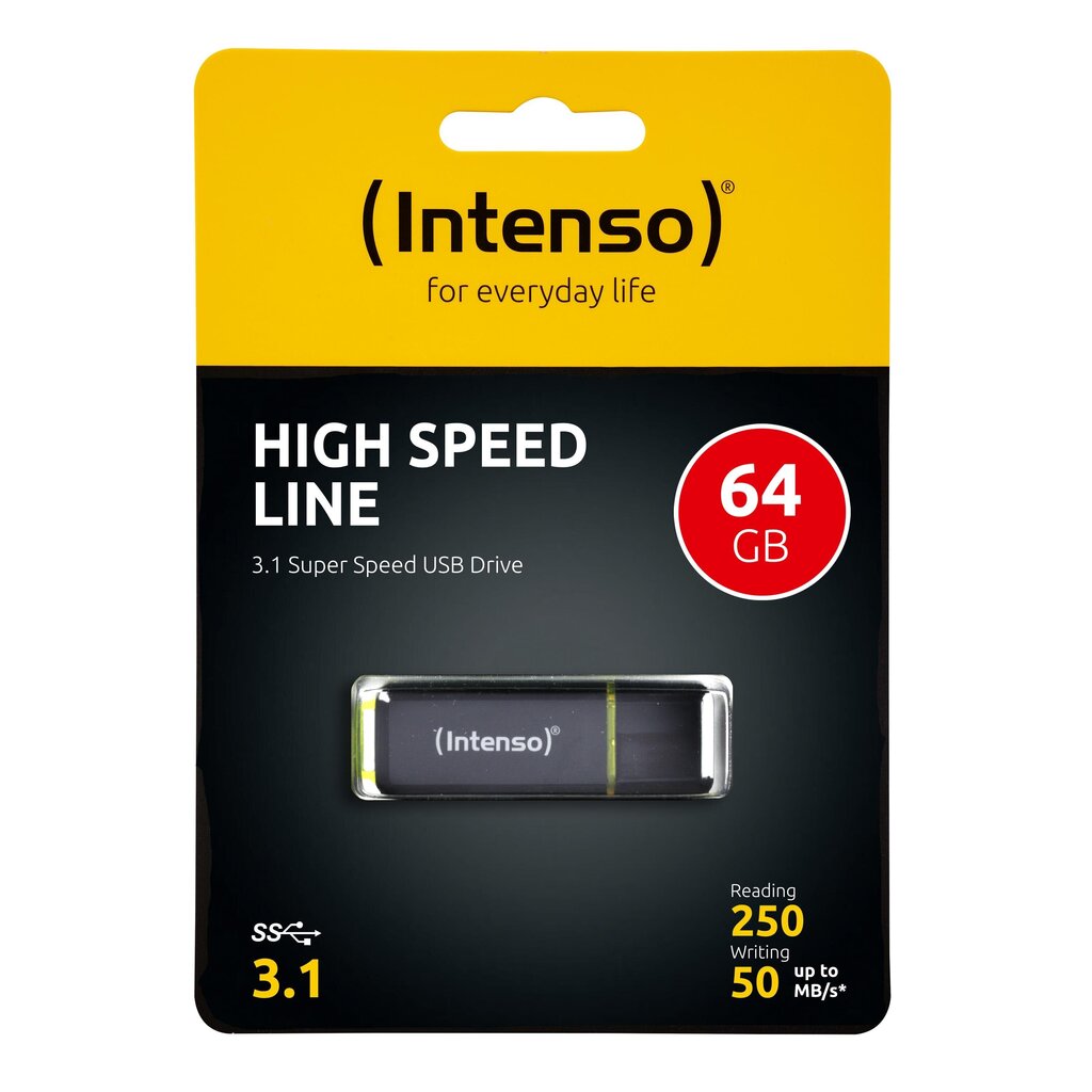 Intenso 3.1 64GB High Speed Line 3537490, must hind ja info | Mälupulgad | kaup24.ee