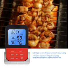 LCD digitaalne toidutermomeeter kahe sondiga anduriga taimer küpsetamiseks grillimiseks (hõbedane) hind ja info | Ilmajaamad, termomeetrid | kaup24.ee