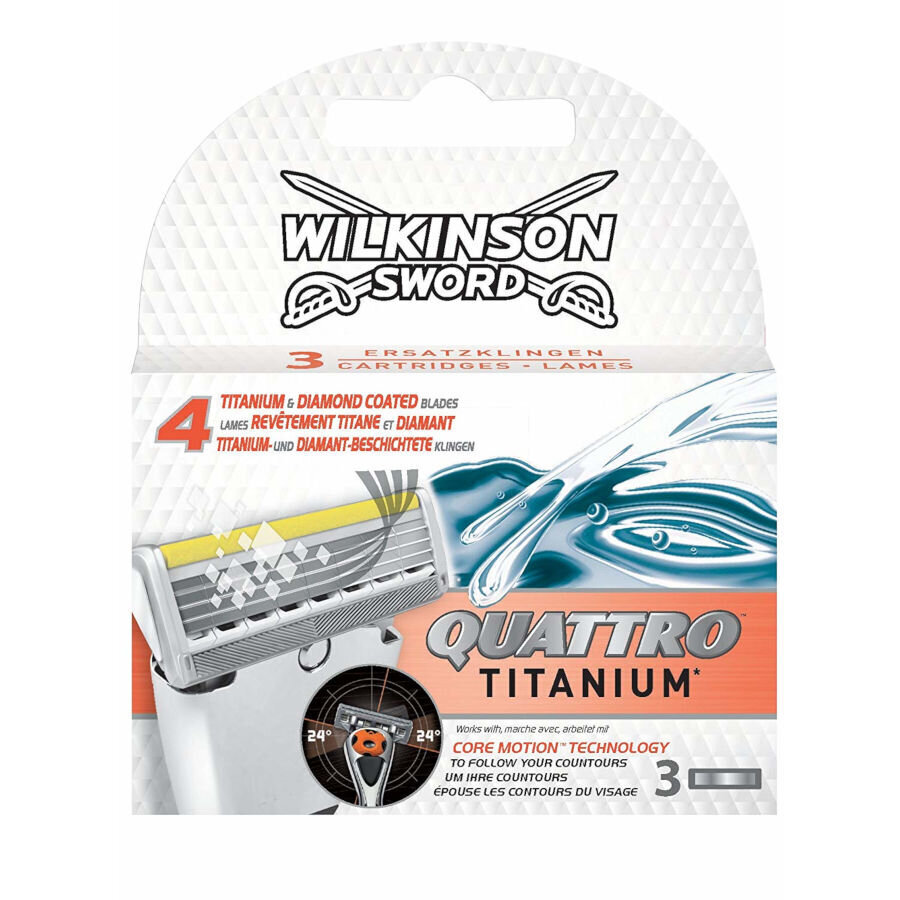Wilkinson Quattro Titanium Core Motion terad 3 tk цена и информация | Raseerimisvahendid | kaup24.ee