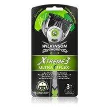 Одноразовые бритвы для мужчин Wilkinson Sword Xtreme 3 Ultra Flex, 3 шт. цена и информация | Косметика и средства для бритья | kaup24.ee