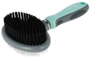 Lemmiklooma hari Kerbl Double Brush, 20x11,5 cm, hall/sinine hind ja info | Hooldusvahendid loomadele | kaup24.ee