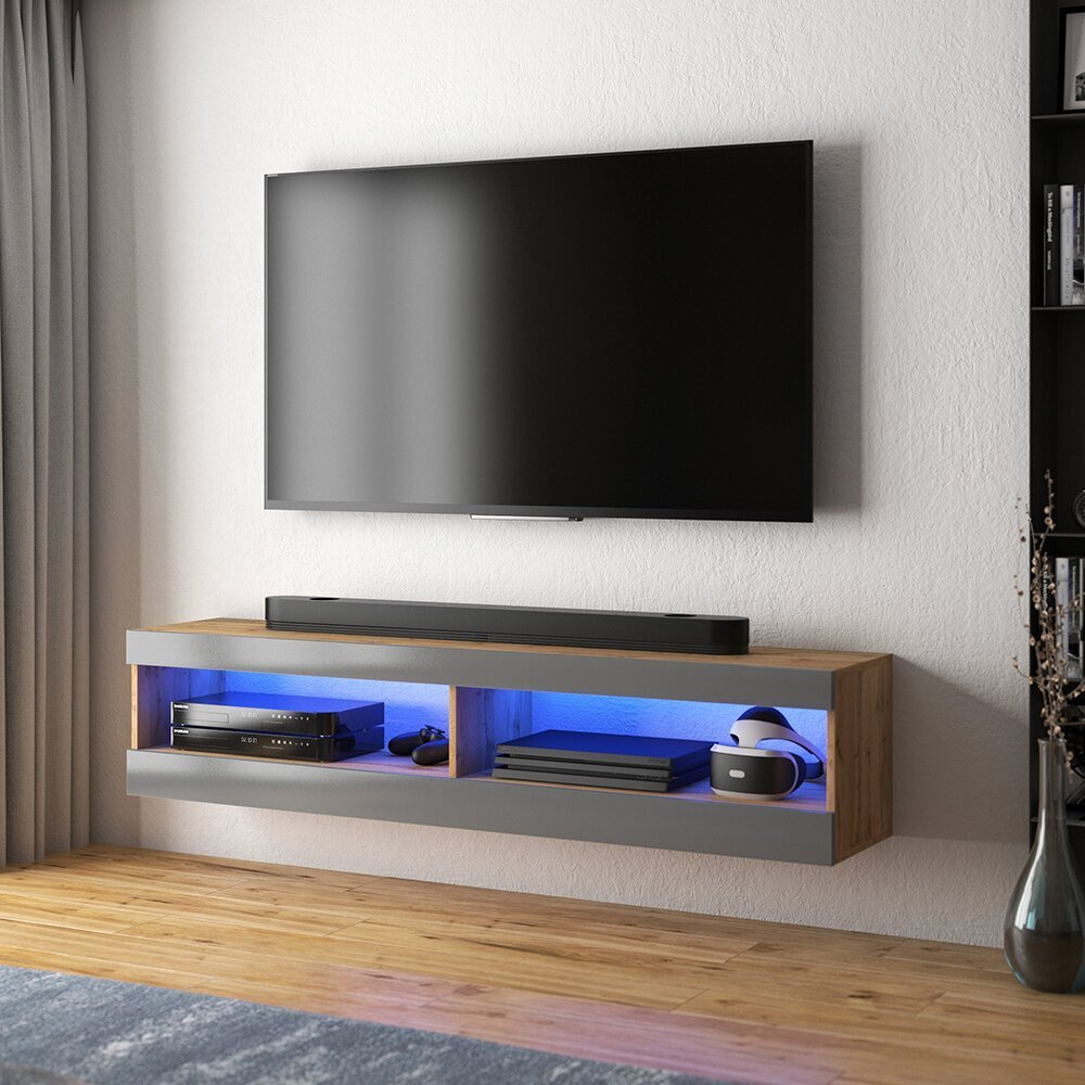 TV laud Selsey Dean LED 100 cm, pruun/hall цена и информация | TV alused | kaup24.ee