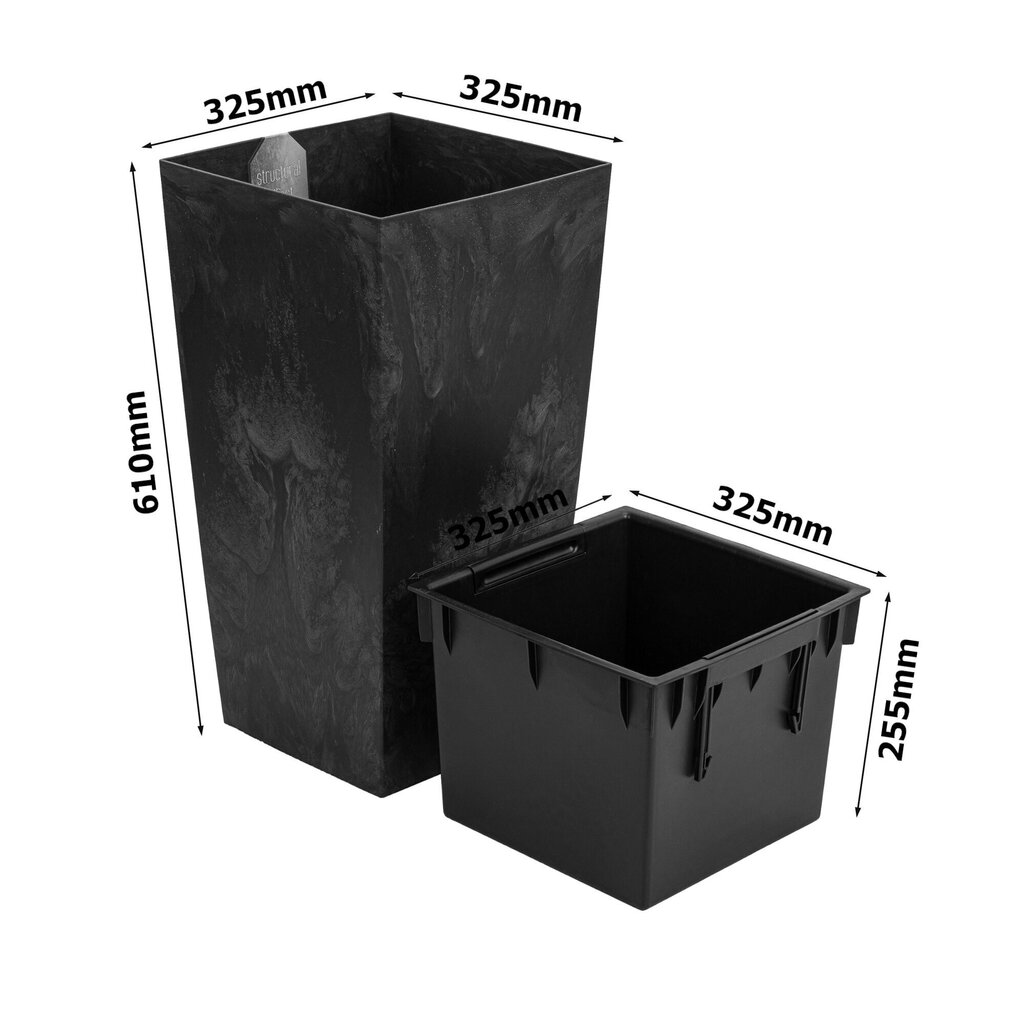 Lillepott 49 L betoon look H 61 cm lillepott plastikust taimepott kandiline antratsiit hind ja info | Dekoratiivsed lillepotid | kaup24.ee