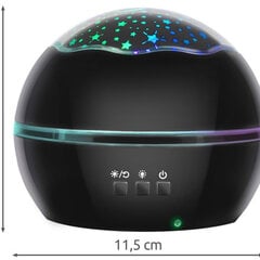 Riff RF1037 2в1 Прикроватный разноцветный светильник с проектором (+2 накладки на проектор) Черный цена и информация | Детские светильники | kaup24.ee