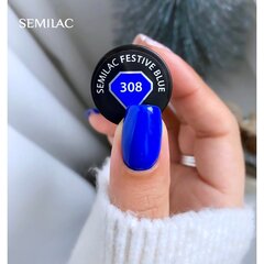 Kauakestev hübriidne küünelakk Semilac, 308 Festive Blue, 7 ml hind ja info | Küünelakid, küünetugevdajad | kaup24.ee