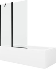 Vann Mexen Vega koos viimistluse ja klaasist seinaga, 180x80 cm + 120 cm, White+Black/Transparent цена и информация | Ванны | kaup24.ee