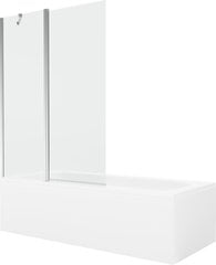 Vann Mexen Vega koos viimistluse ja klaasist seinaga, 150x70 cm + 120 cm, White+Chrome/Transparent hind ja info | Vannid | kaup24.ee