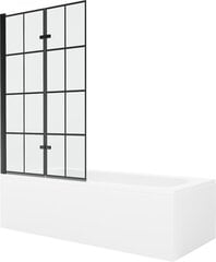 Vann Mexen Vega koos viimistluse ja klaasist seinaga, 180x80 cm + 100 cm (II), White+Black grid hind ja info | Vannid | kaup24.ee