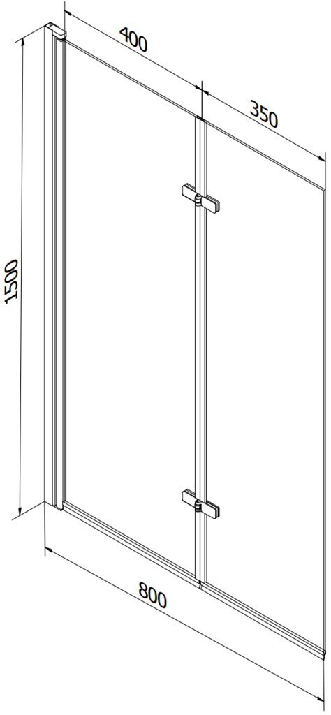 Vann Mexen Vega koos viimistluse ja klaasist seinaga, 180x80 cm + 80 cm (II), White+Black frame hind ja info | Vannid | kaup24.ee