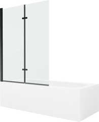 Vann Mexen Vega koos viimistluse ja klaasist seinaga, 150x70 cm + 120 cm (II), White+Black/Transparent hind ja info | Vannid | kaup24.ee