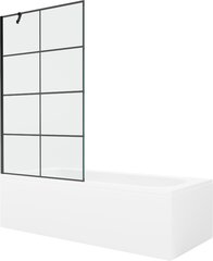 Vann Mexen Vega koos viimistluse ja klaasist seinaga, 180x80 cm + 100 cm, White+Black grid hind ja info | Vannid | kaup24.ee