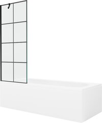 Vann Mexen Vega koos viimistluse ja klaasist seinaga, 180x80 cm + 70 cm, White+Black grid hind ja info | Vannid | kaup24.ee